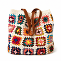 Crochet Granny Square Tote Bag | Boho Cotton Shoulder Bag for Women
